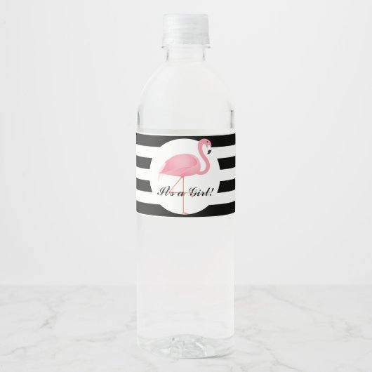Pink Flamingo Wasser Flasche Etikett (Vorderseite)