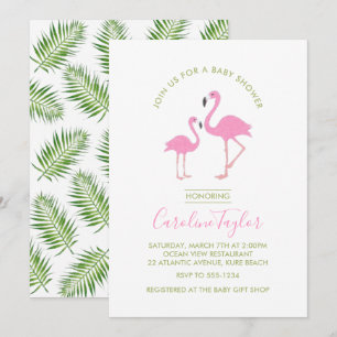 Pink Flamingo Watercolor Babydusche Einladung