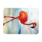 Pink Flamingo Watercolor Foto Magnet (Horizontal)