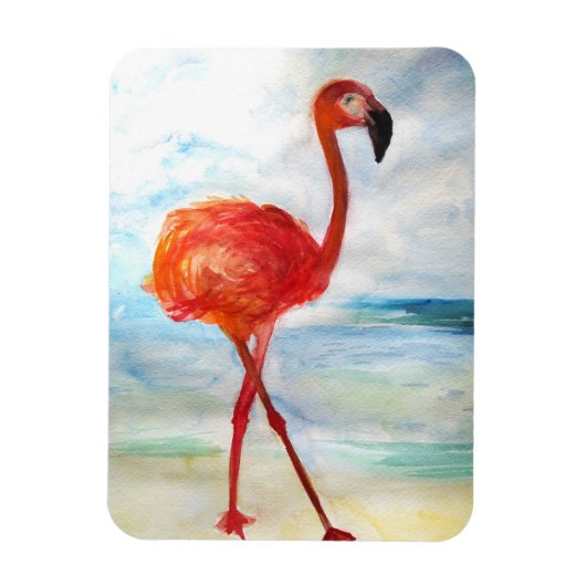 Pink Flamingo Watercolor Foto Magnet (Vertikal)