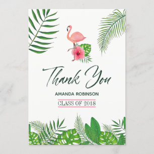 Pink Flamingo Watercolor Luau Abschluss Vielen Dan Ankündigung