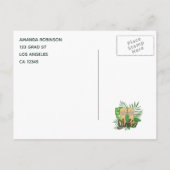 Pink Flamingo Watercolor Luau Grad Ankündigung (Rückseite)