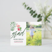 Pink Flamingo Watercolor Luau Grad Ankündigung (Stehend Vorderseite)