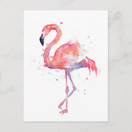 Pink Flamingo Watercolor Postcard Postkarte