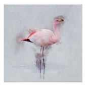 Pink Flamingo Watercolor Poster (Vorderseite)