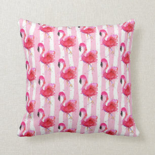 Pink Flamingo Watercolor Throw Kissen