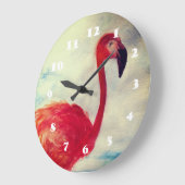 Pink Flamingo Watercolor Wall Clock Große Wanduhr (Winkel)