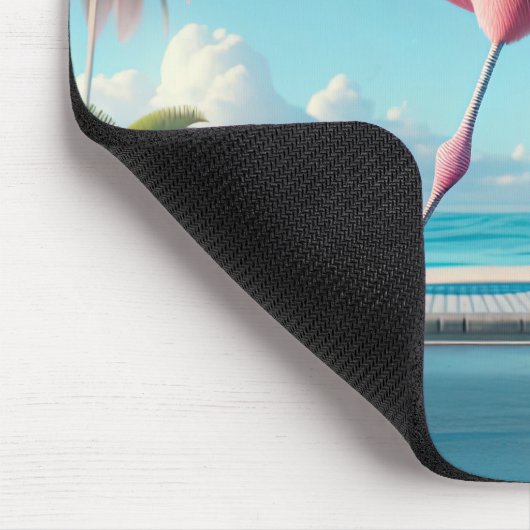 Pink Flamingo Wearing Sneakers Mousepad (Ecke)