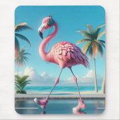 Pink Flamingo Wearing Sneakers Mousepad (Vorne)