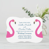 Pink Flamingo Wedding Einladung (Stehend Vorderseite)