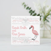 Pink Flamingo Wedding Einladung (individuell einst (Stehend Vorderseite)
