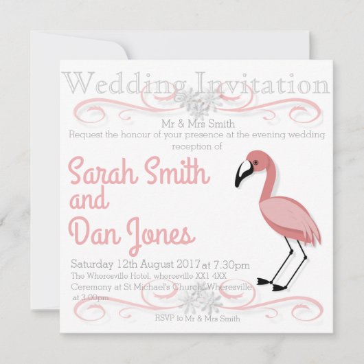 Pink Flamingo Wedding Einladung (individuell einst (Vorderseite)
