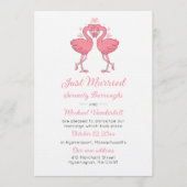 Pink Flamingo Wedding Just Married Announcement Einladung (Vorderseite)