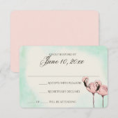 Pink Flamingo Wedding Response Card RSVP Karte (Vorne/Hinten)