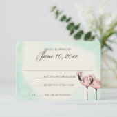 Pink Flamingo Wedding Response Card RSVP Karte (Stehend Vorderseite)