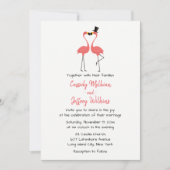 Pink Flamingo Wedding Tropical Summer Beach Einladung (Vorderseite)