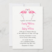 Pink Flamingo Wedding Tropical Summer Beach Einladung (Vorderseite)