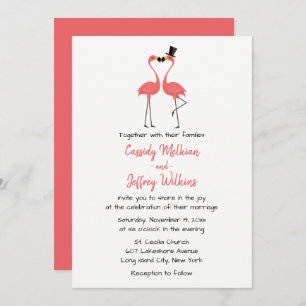 Pink Flamingo Weding Tropical Summer Beach Einladung
