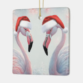 Pink Flamingo Weihnachten Keramikornament (Links)