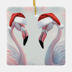 Pink Flamingo Weihnachten Keramikornament