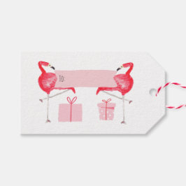 Pink Flamingo Weihnachten Retro Tropischer Urlaub Geschenkanhänger