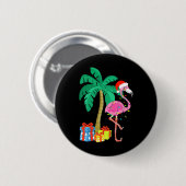 Pink Flamingo Weihnachts Palme Tree Tropical Xmas Button (Vorne & Hinten)