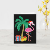 Pink Flamingo Weihnachts Palme Tree Tropical Xmas  Karte (Gelbe Blume)