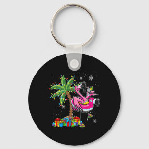 Pink Flamingo Weihnachts Palme Tree Tropical Xmas Schlüsselanhänger