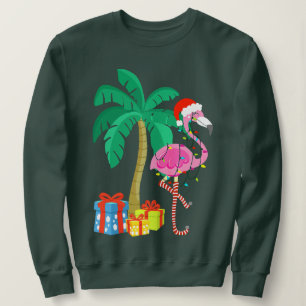 Pink Flamingo Weihnachts Palme Tree Tropical Xmas  Sweatshirt