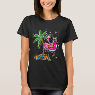 Pink Flamingo Weihnachts Palme Tree Tropical Xmas  T-Shirt