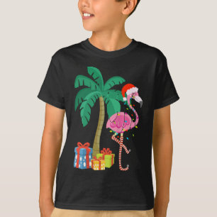 Pink Flamingo Weihnachts Palme Tree Tropical Xmas T-Shirt