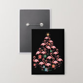 Pink Flamingo Weihnachtsbaum Flamingos Holiday Button (Vorderseite/Rückseite)