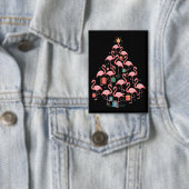 Pink Flamingo Weihnachtsbaum Flamingos Holiday Button (Insitu)