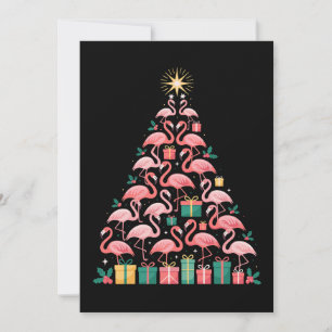 Pink Flamingo Weihnachtsbaum Niedlichen Weihnachts Feiertagskarte