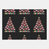 Pink Flamingo Weihnachtsbaum Niedlichen Weihnachts Geschenkpapier Set (Vorderseite)