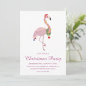 Pink Flamingo Weihnachtsfeier Party Einladung (Stehend Vorderseite)