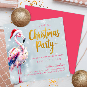 Pink Flamingo Weihnachtsfeier Party Einladung