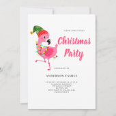 Pink Flamingo Weihnachtsfeier Party Einladung (Vorderseite)