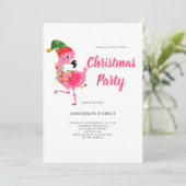 Pink Flamingo Weihnachtsfeier Party Einladung (Stehend Vorderseite)