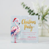 Pink Flamingo Weihnachtsfeier Party Einladung (Stehend Vorderseite)