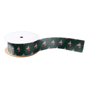 Pink Flamingo Weihnachtsfeiertag Grün Satinband