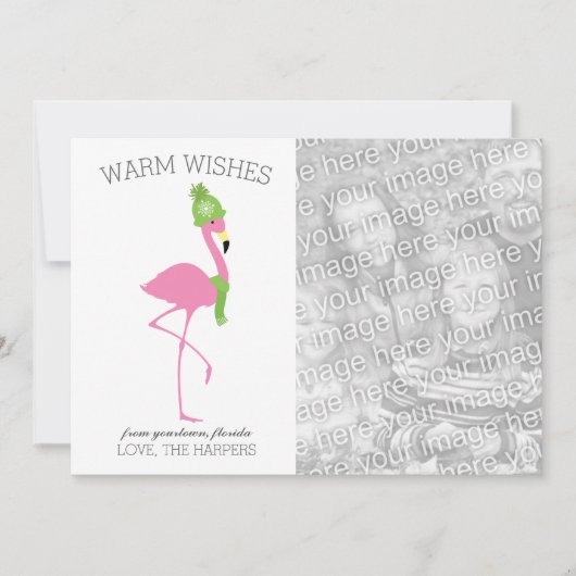 Pink Flamingo Weihnachtskarte Feiertagskarte (Vorderseite)