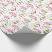 Pink Flamingo Weihnachtsmannmütze Candy Canes Must Geschenkpapier (Ecke)