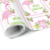 Pink Flamingo Weihnachtsmannmütze Candy Canes Must Geschenkpapier (Rolleneckpunkt)