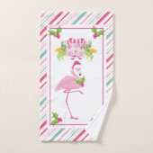 Pink Flamingo Weihnachtsmannmütze Candy Canes und Badhandtuch Set (Handtuch)