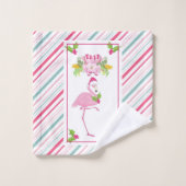 Pink Flamingo Weihnachtsmannmütze Candy Canes und Badhandtuch Set (Waschlappen)