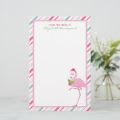 Pink Flamingo Weihnachtsmannmütze Candy Canes und  Briefpapier (Stehend Vorderseite)