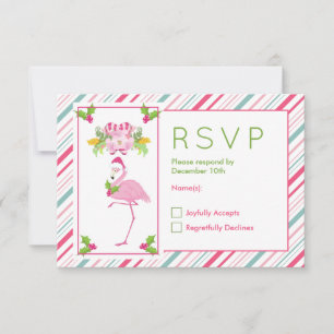 Pink Flamingo Weihnachtsmannmütze Candy Canes und RSVP Karte