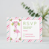 Pink Flamingo Weihnachtsmannmütze Candy Canes und RSVP Karte (Stehend Vorderseite)