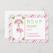 Pink Flamingo Weihnachtsmannmütze Candy Canes und RSVP Karte (Vorne/Hinten)